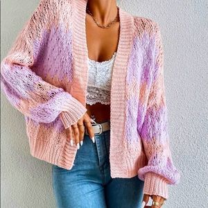NWT! TWO TONE DROP SHOULDER OPEN FRONT CARDIGAN!